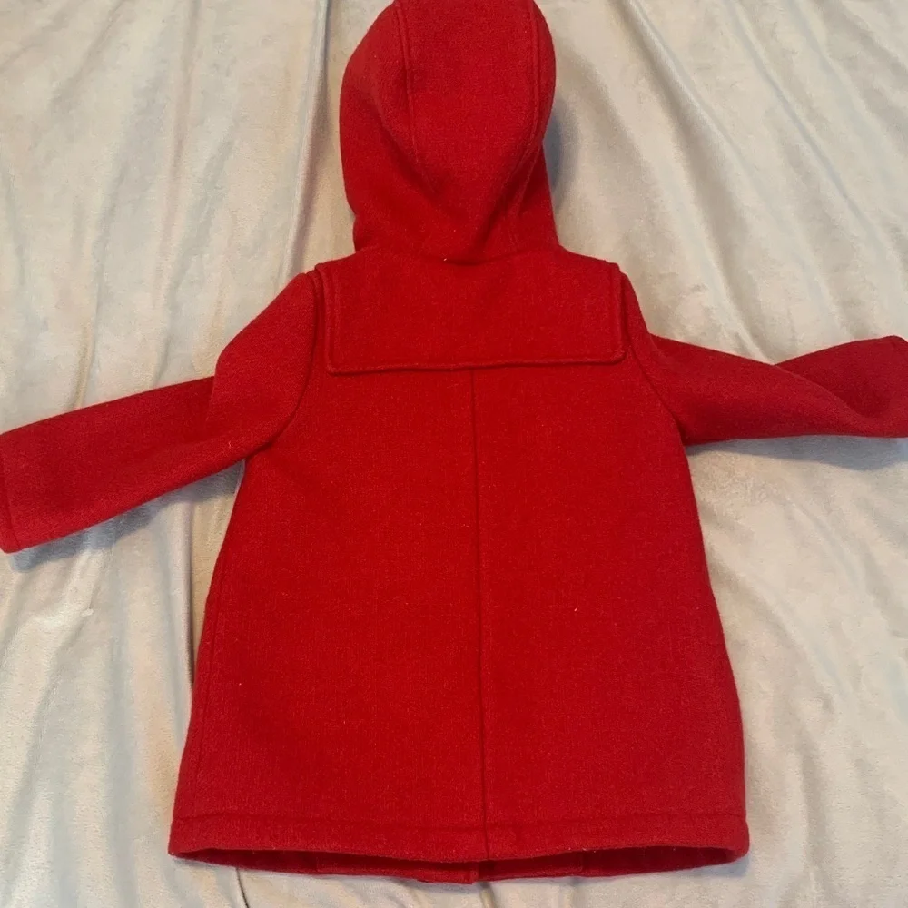 Baby GAP Red pea toggle coat Jacket hooded plaid lining wool blend 12 mo
